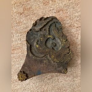 Antique Wooden Stamp Print Block Hand Carved Wood Art